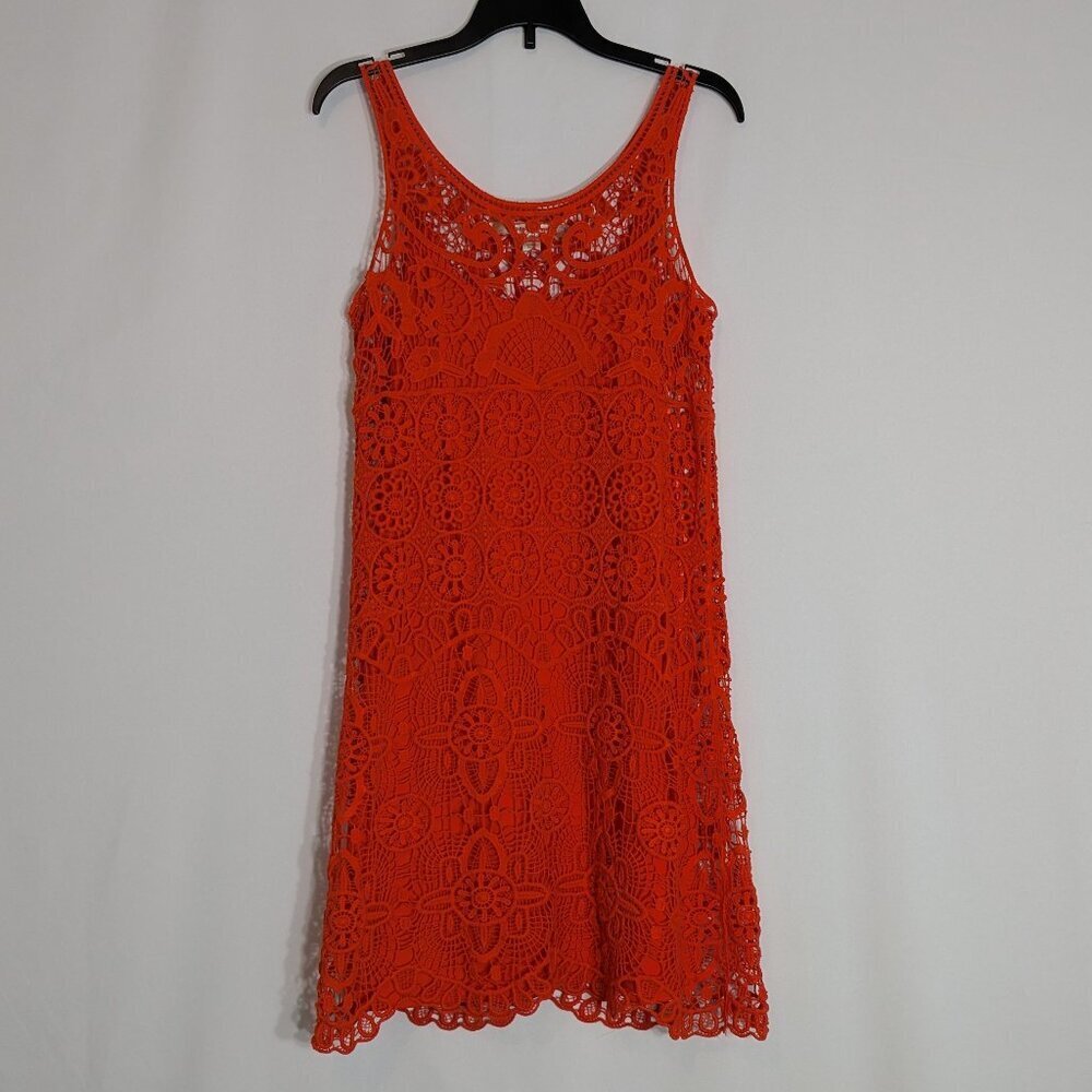 LC LAUREN CONRAD Orange Crochet Lined Mini Tank Party Dress; Size XS